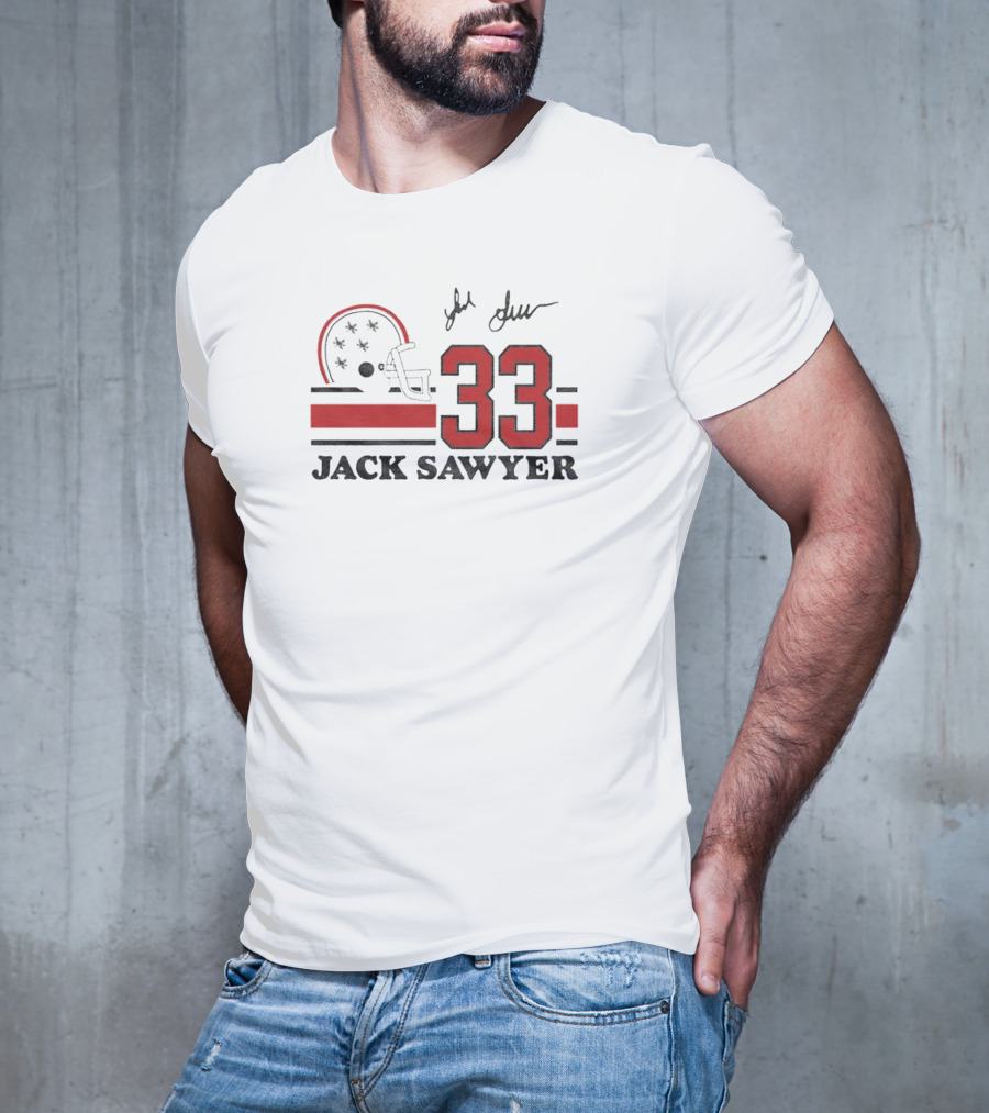 Jack Sawyer #33 Ohio State Signature Helmet And Jersey T-Shirt