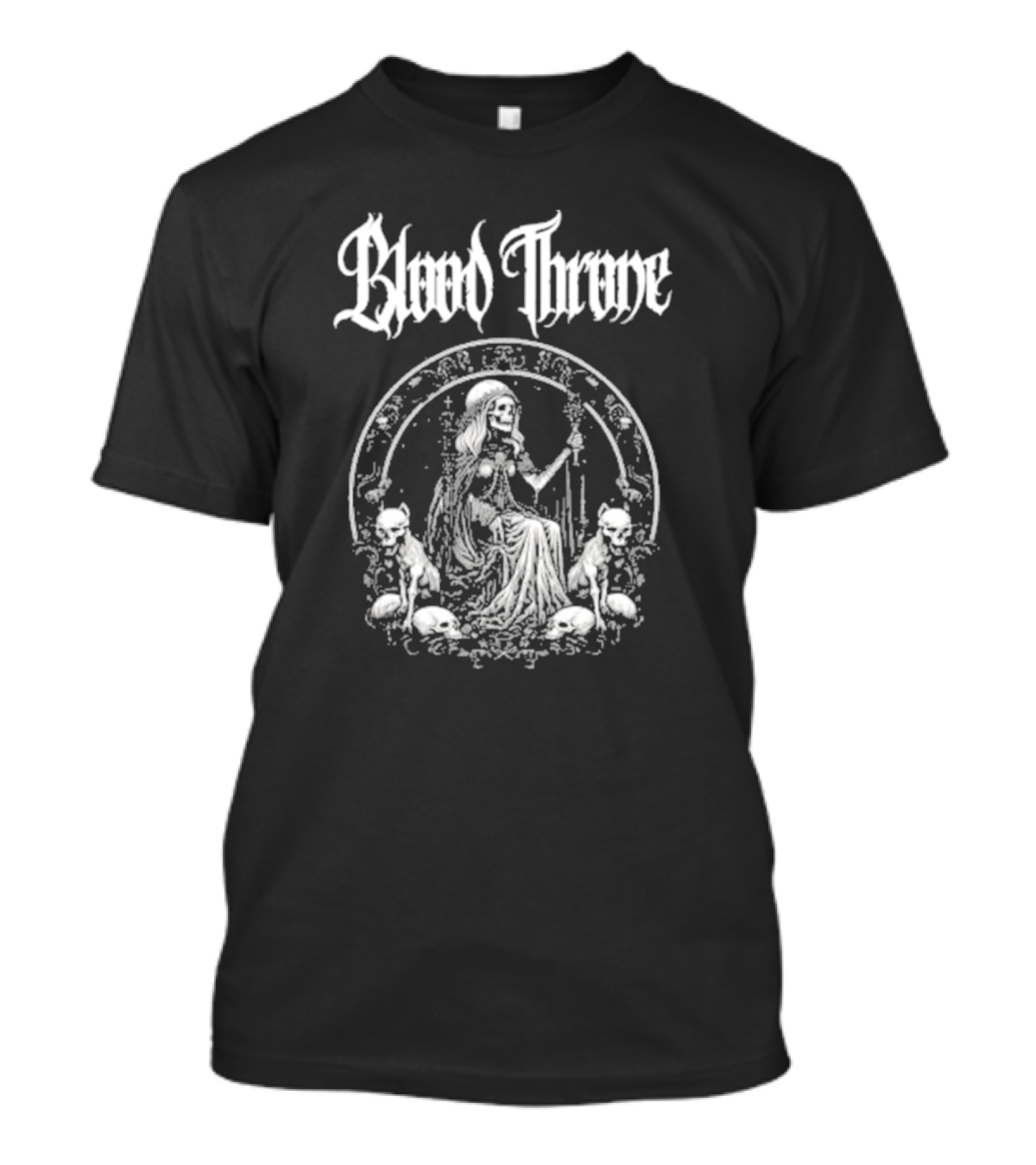 Blood Throne Skeleton Woman Gothic Art By Down Right Merch T-Shirt