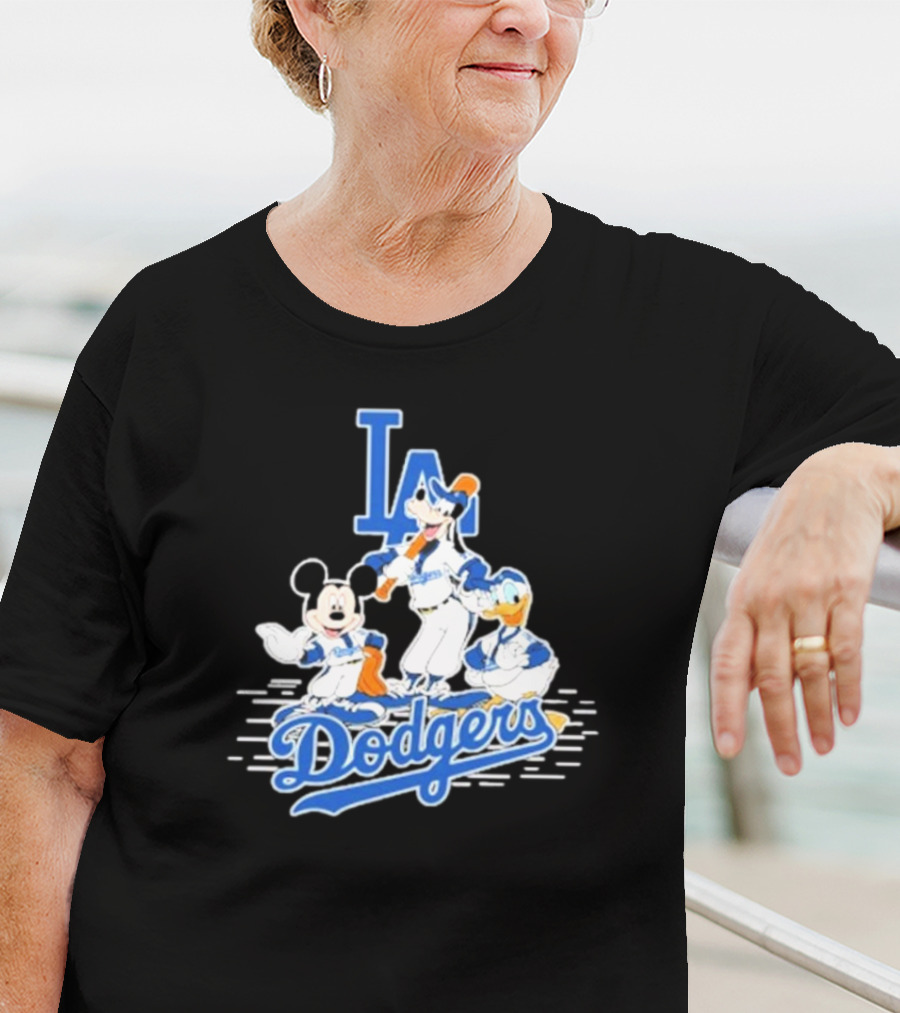 Los Angeles Dodgers Mickey Mouse Donald Duck Goofy Baseball T-Shirt