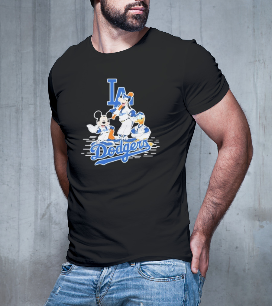 Los Angeles Dodgers Mickey Mouse Donald Duck Goofy Baseball T-Shirt