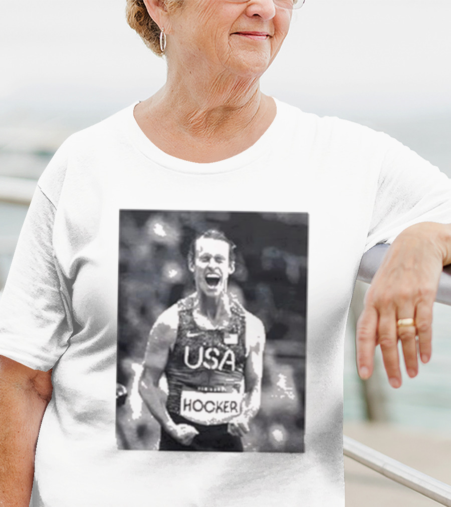 USA Cole Hocker Olympic Photo Signature T-Shirt