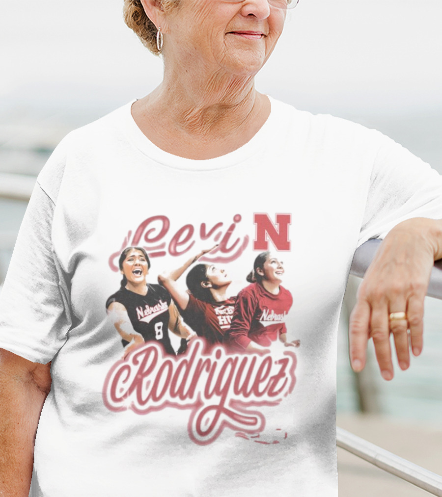 Lexi Rodriguez Nebraska Volleyball Airbrush N Logo Player Action T-Shirt