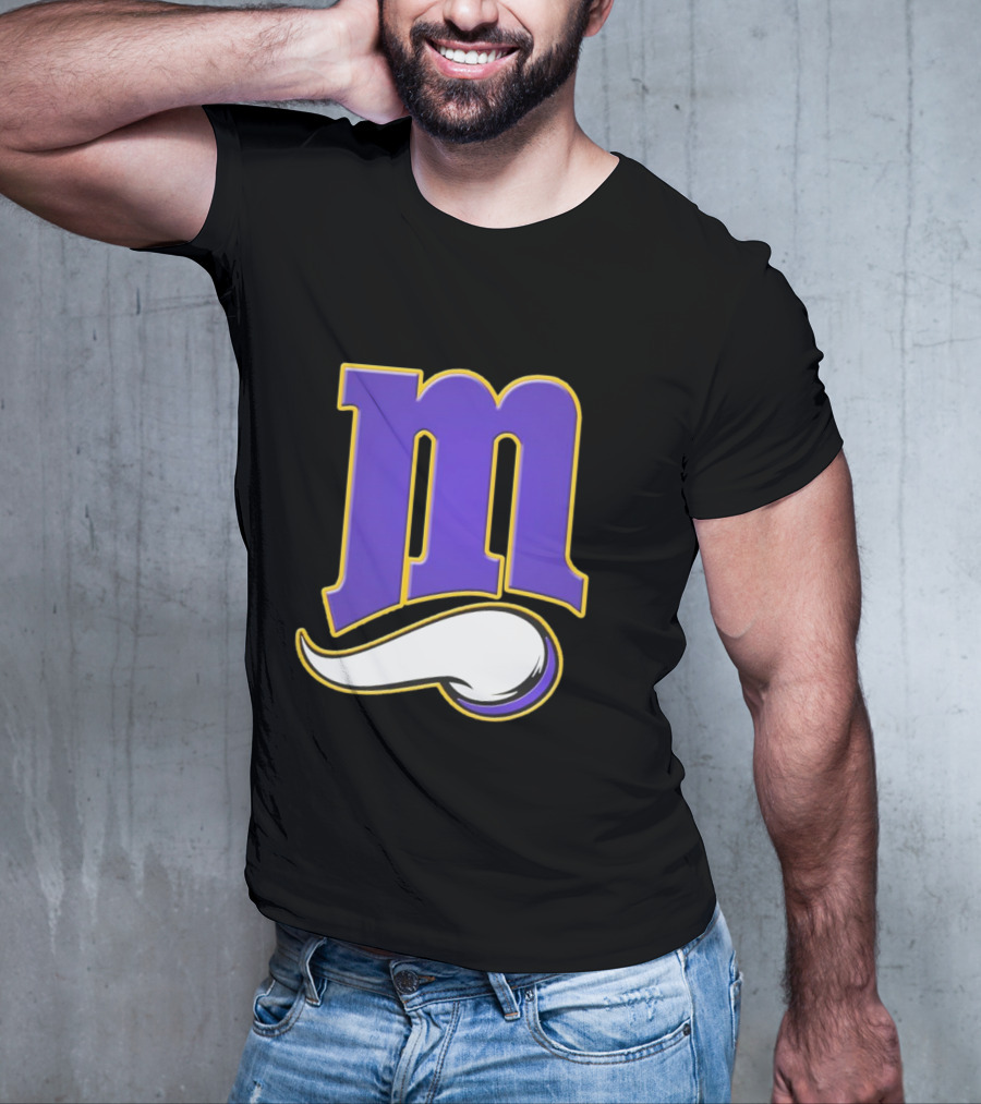 Minnesota Vikings And Minnesota Twins M Logo Fusion In Purple And White T-Shirt