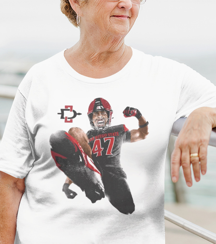 Trey White San Diego State Aztecs 47 Football Jump T-Shirt