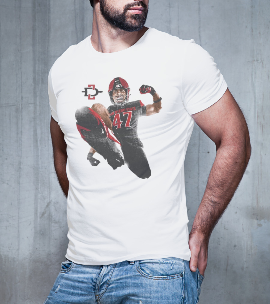Trey White San Diego State Aztecs 47 Football Jump T-Shirt