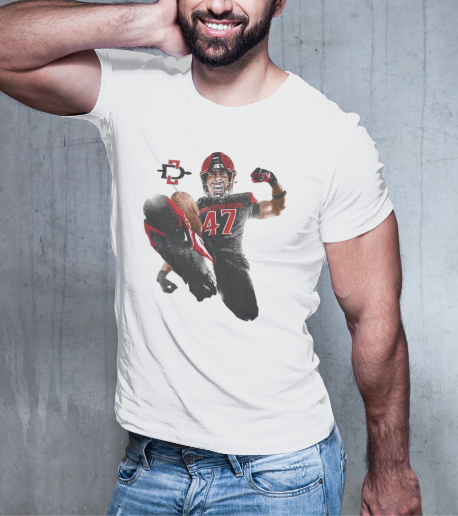 Trey White San Diego State Aztecs 47 Football Jump T-Shirt