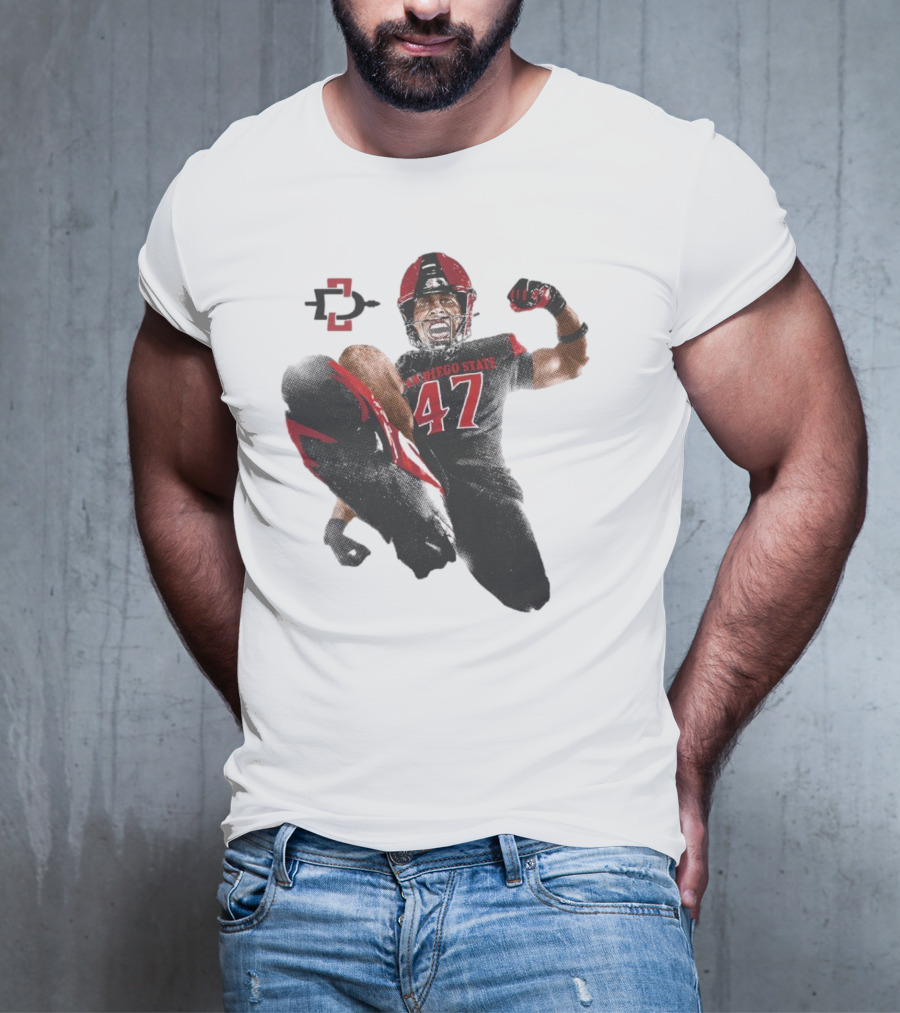 Trey White San Diego State Aztecs 47 Football Jump T-Shirt