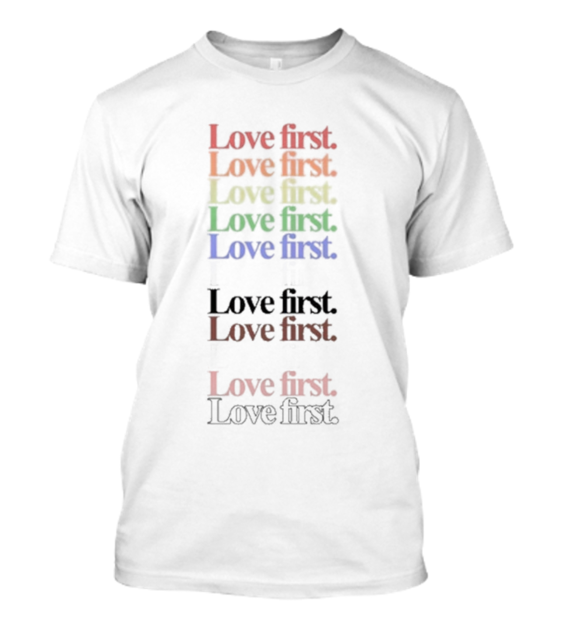 James Woods Love First Rainbow Pride Repeated Text T-Shirt