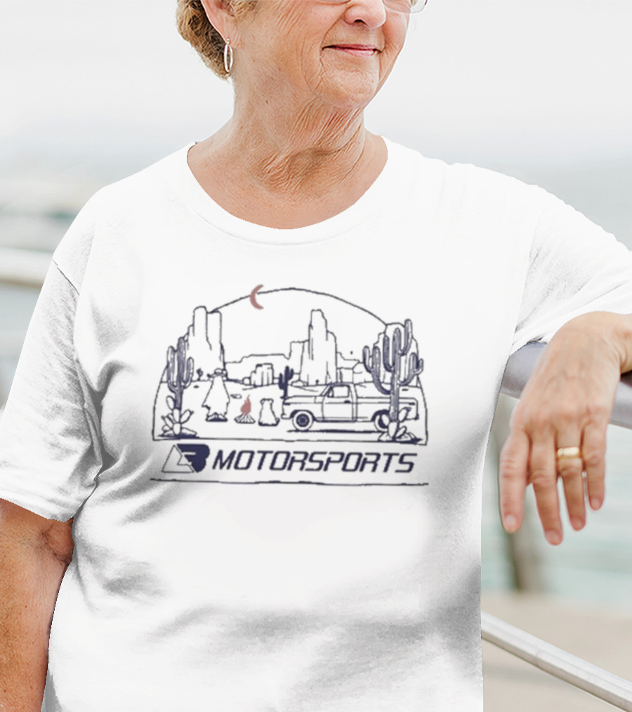 Lacey Blair LB Motorsports Desert Scene With Ghost And Truck Drawing T-Shirt