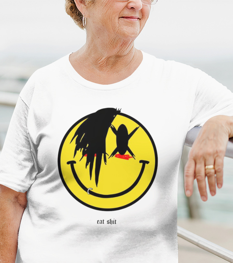 My Chemical Romance Smiley Symbol Eat Shit Face With Hair And Piercing T-Shirt