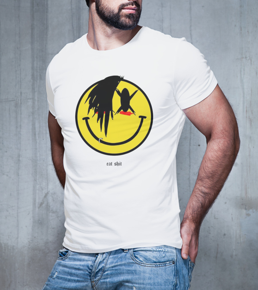 My Chemical Romance Smiley Symbol Eat Shit Face With Hair And Piercing T-Shirt