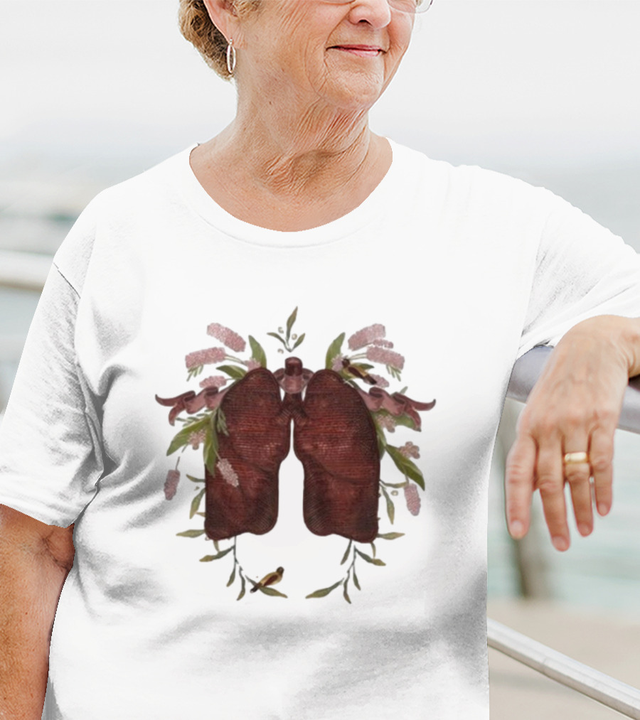Natural Maroon Lungs Botanical Embellishment T-Shirt
