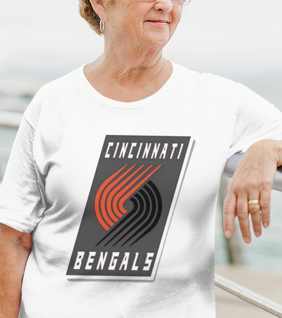 Cincinnati Bengals X Portland Trail Blazers Mashup Logo NFL NBA T-Shirt