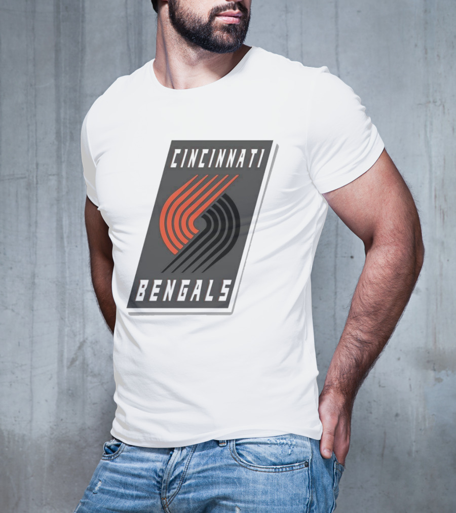 Cincinnati Bengals X Portland Trail Blazers Mashup Logo NFL NBA T-Shirt