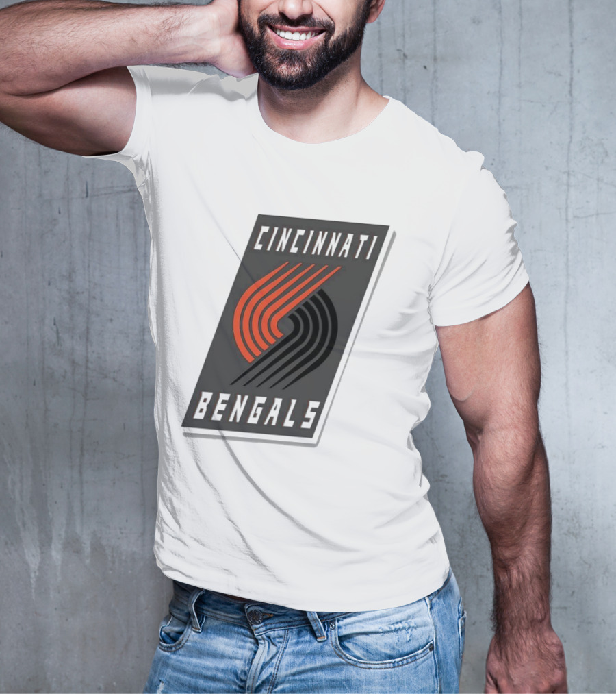 Cincinnati Bengals X Portland Trail Blazers Mashup Logo NFL NBA T-Shirt