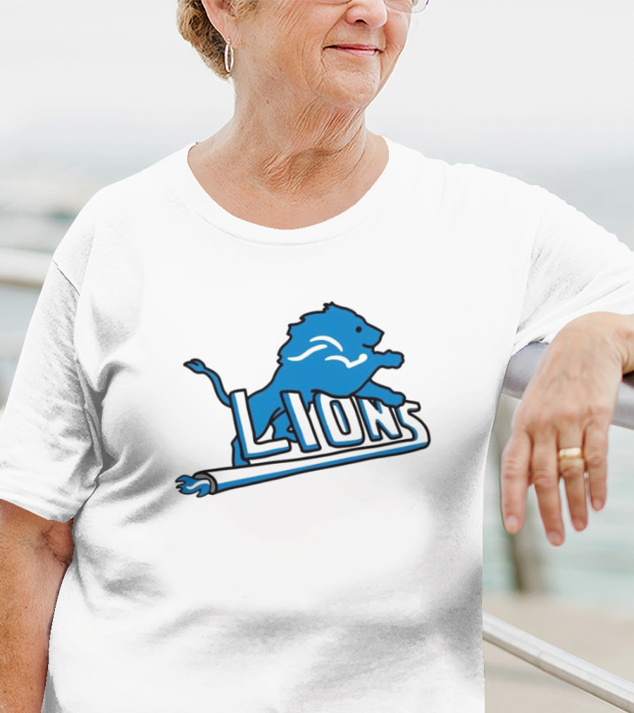 NFL Detroit Lions Blue Logo Mashup With NBA Detroit Pistons Inspired T-Shirt