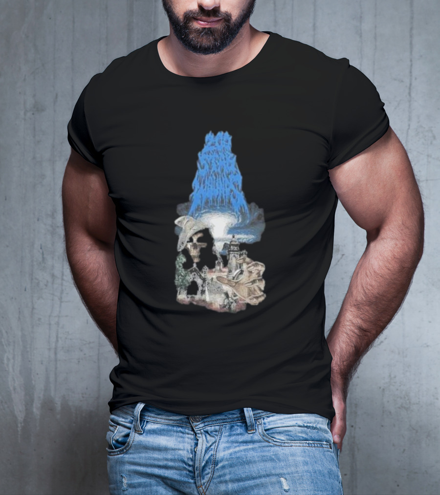 Down Right Merch 200 Stab Wounds Grim Reaper Skull Lighthouse Scene T-Shirt