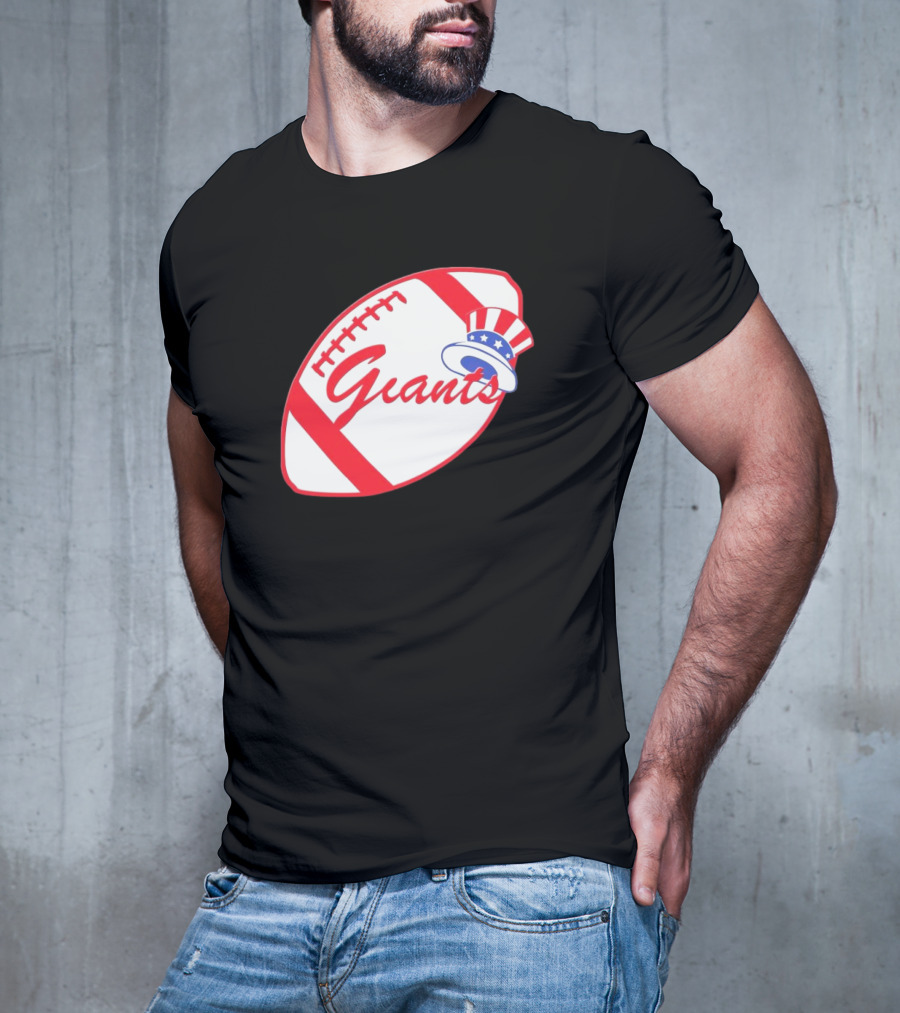 Giants Football Mashup With Yankees Hat NFL X MLB Collaboration T-Shirt