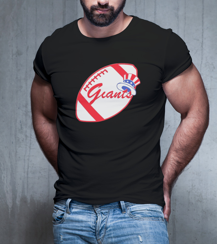Giants Football Mashup With Yankees Hat NFL X MLB Collaboration T-Shirt