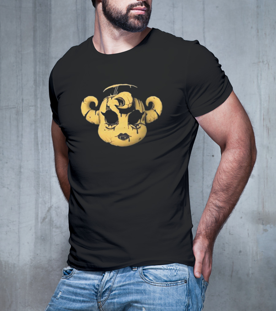 Bendy Striker Mask Ink Demon’s Eve Horned Yellow Face T-Shirt