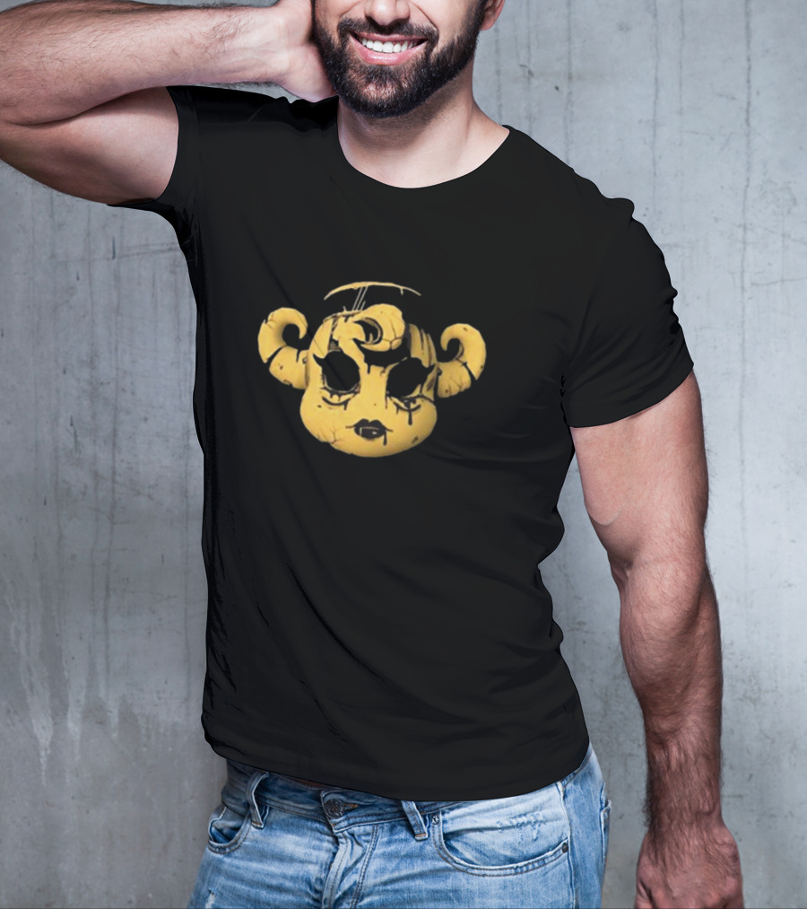 Bendy Striker Mask Ink Demon’s Eve Horned Yellow Face T-Shirt
