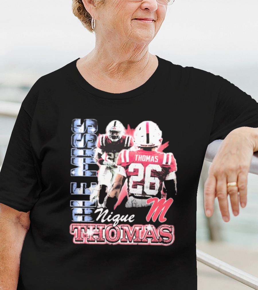 Ole Miss Rebels Domonique Nique Thomas 26 Football 90s T-Shirt