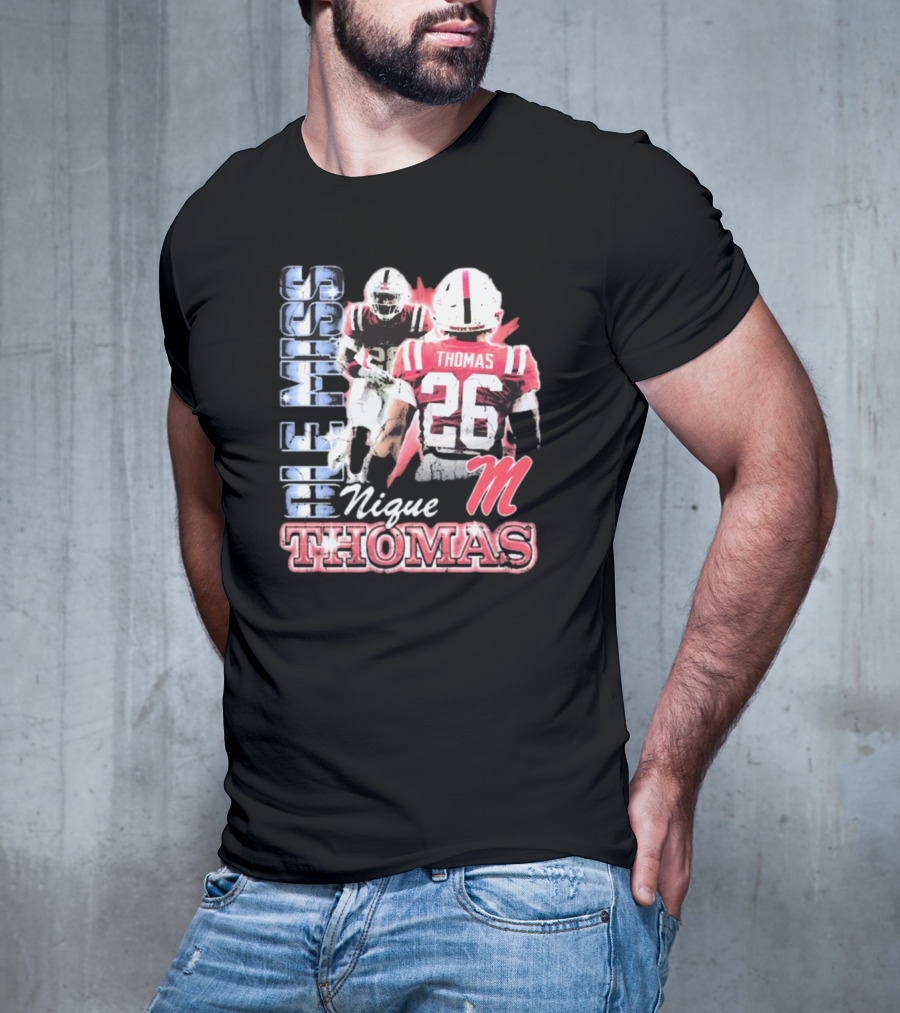 Ole Miss Rebels Domonique Nique Thomas 26 Football 90s T-Shirt