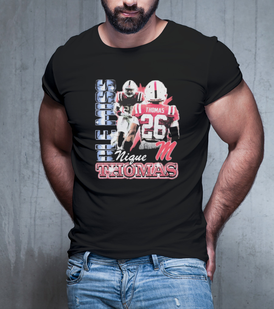 Ole Miss Rebels Domonique Nique Thomas 26 Football 90s T-Shirt