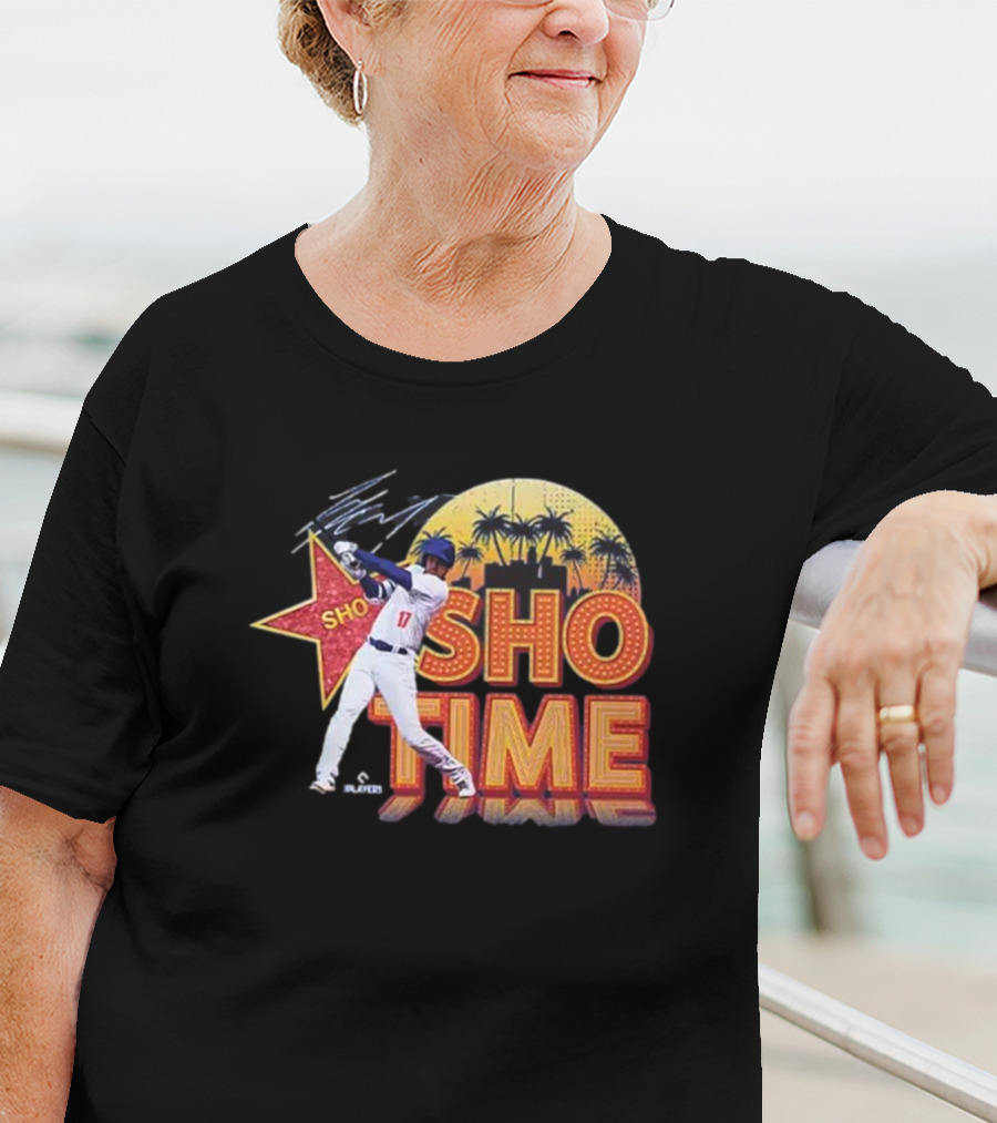 Los Angeles Shohei Ohtani Sho-Time Signature Retro MLB Sunset Palms T-Shirt