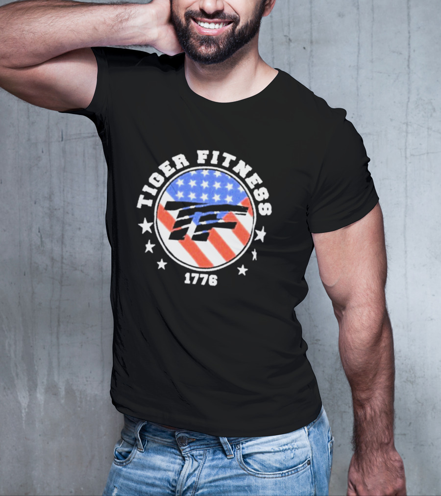Independence Day 1776 America Flag Tiger Fitness T-Shirt
