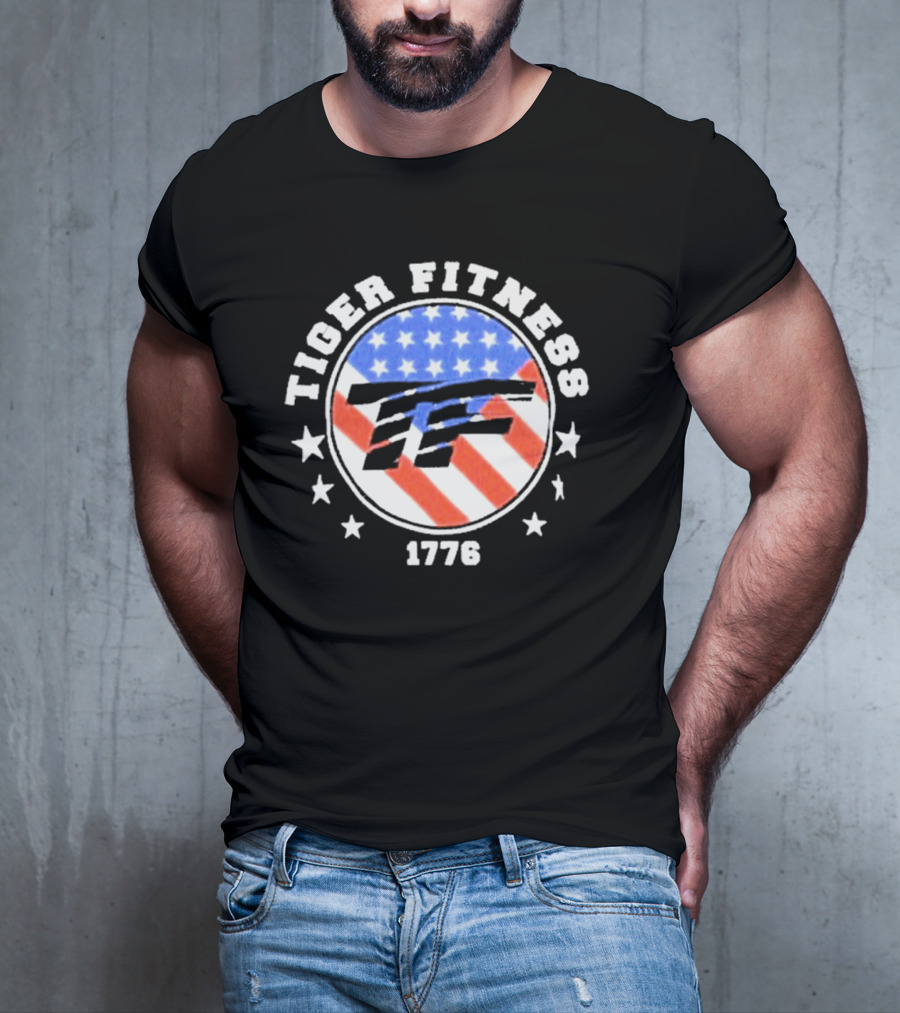 Independence Day 1776 America Flag Tiger Fitness T-Shirt