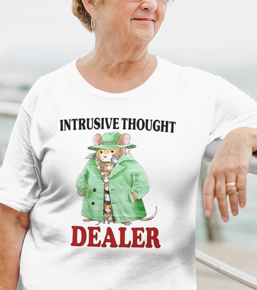 Intrusive Thought Dealer Mouse In Trench Coat T-Shirt