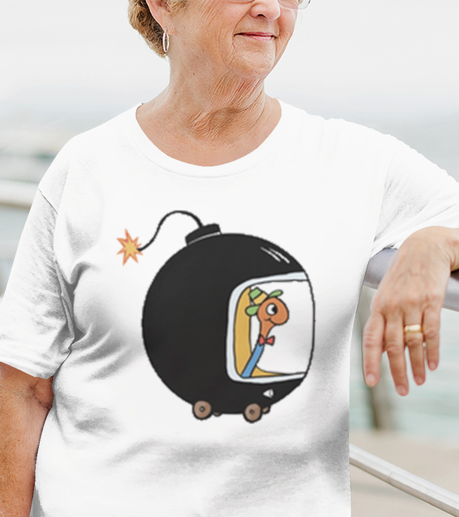 Lowly Car Bomb Cartoon Worm Inside By K. Thor Jensen T-Shirt