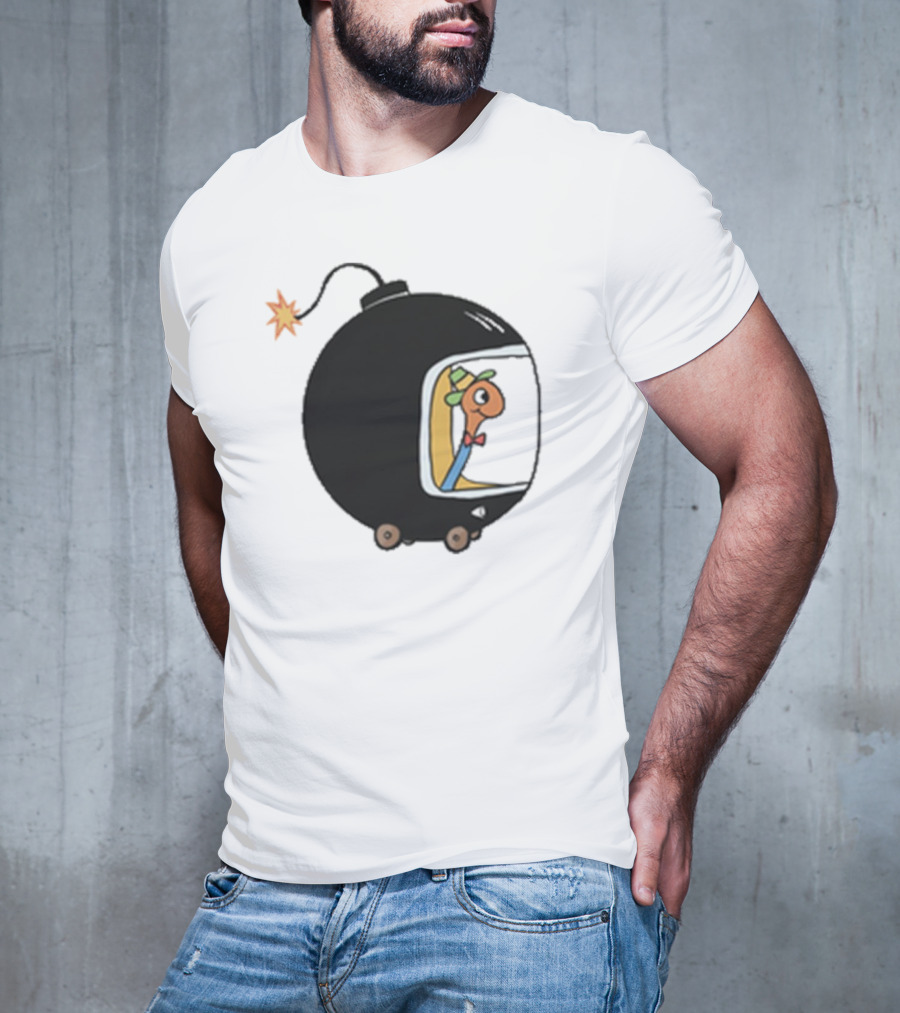 Lowly Car Bomb Cartoon Worm Inside By K. Thor Jensen T-Shirt