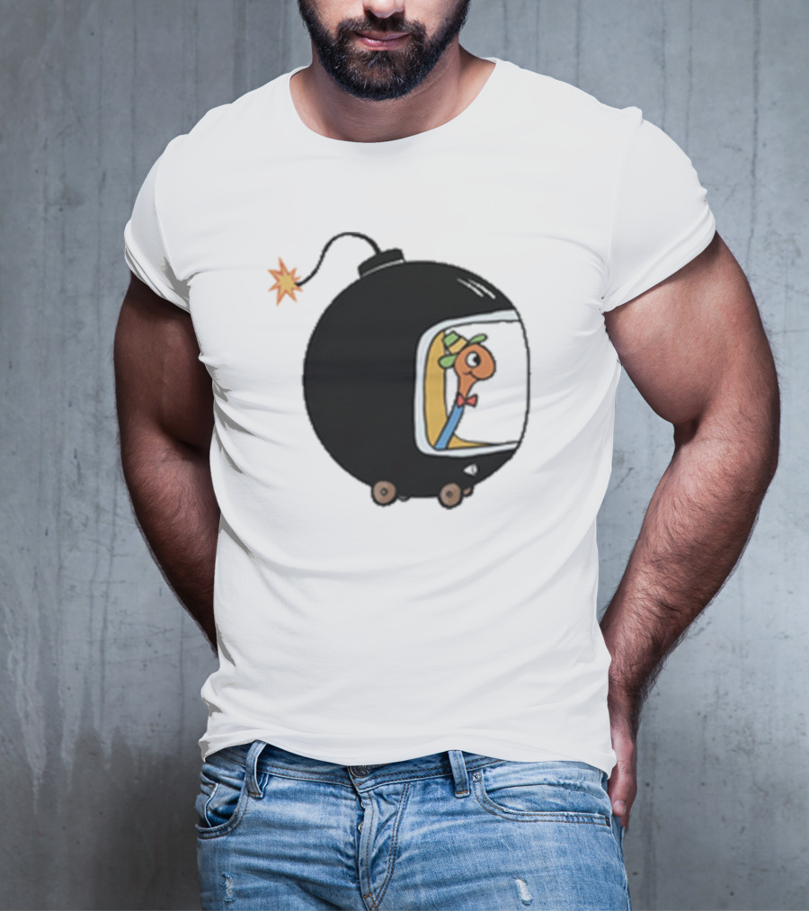 Lowly Car Bomb Cartoon Worm Inside By K. Thor Jensen T-Shirt