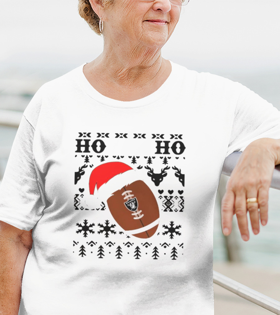 Las Vegas Raiders Football Santa Claus Ho Ho Ho Christmas NFL T-Shirt