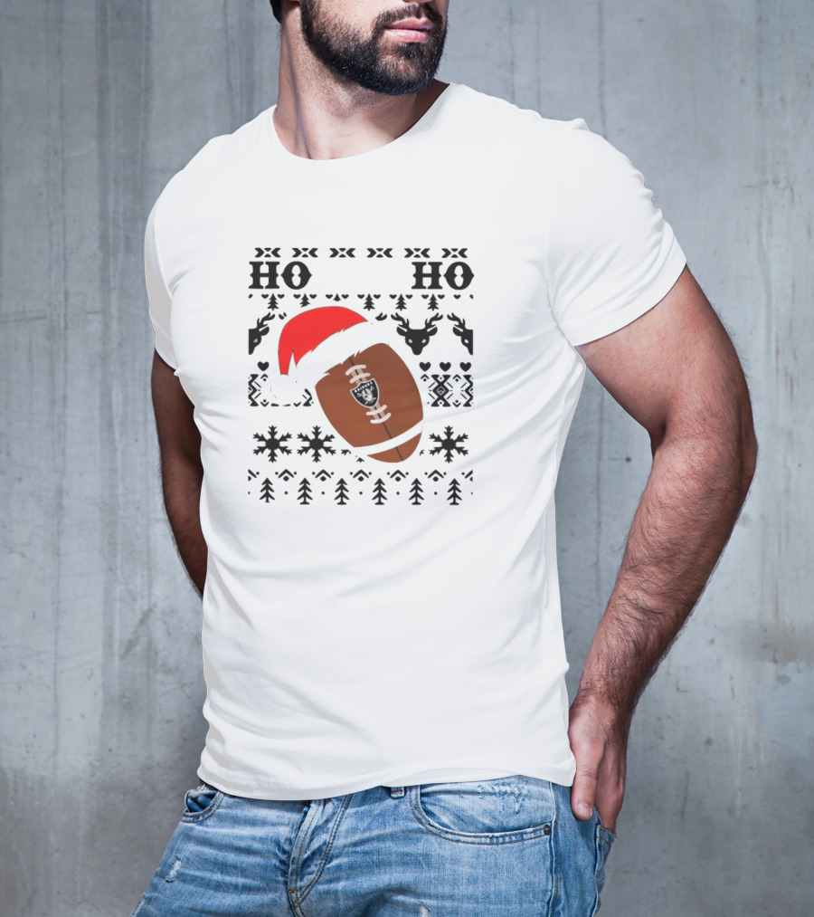 Las Vegas Raiders Football Santa Claus Ho Ho Ho Christmas NFL T-Shirt