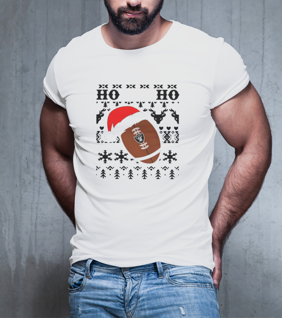 Las Vegas Raiders Football Santa Claus Ho Ho Ho Christmas NFL T-Shirt