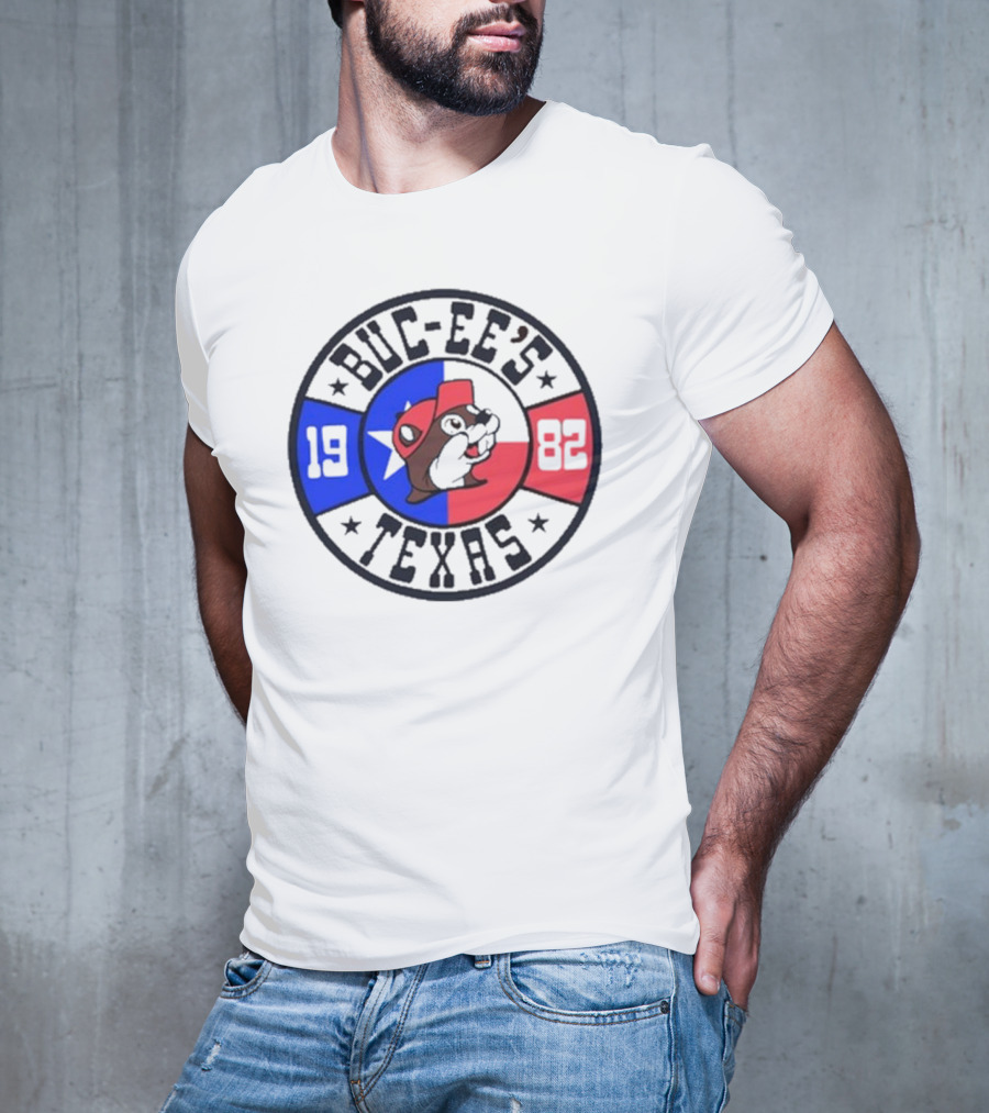 Buc-Ee's Texas 1982 Logo With Beaver Mascot And Lone Star Flag T-Shirt