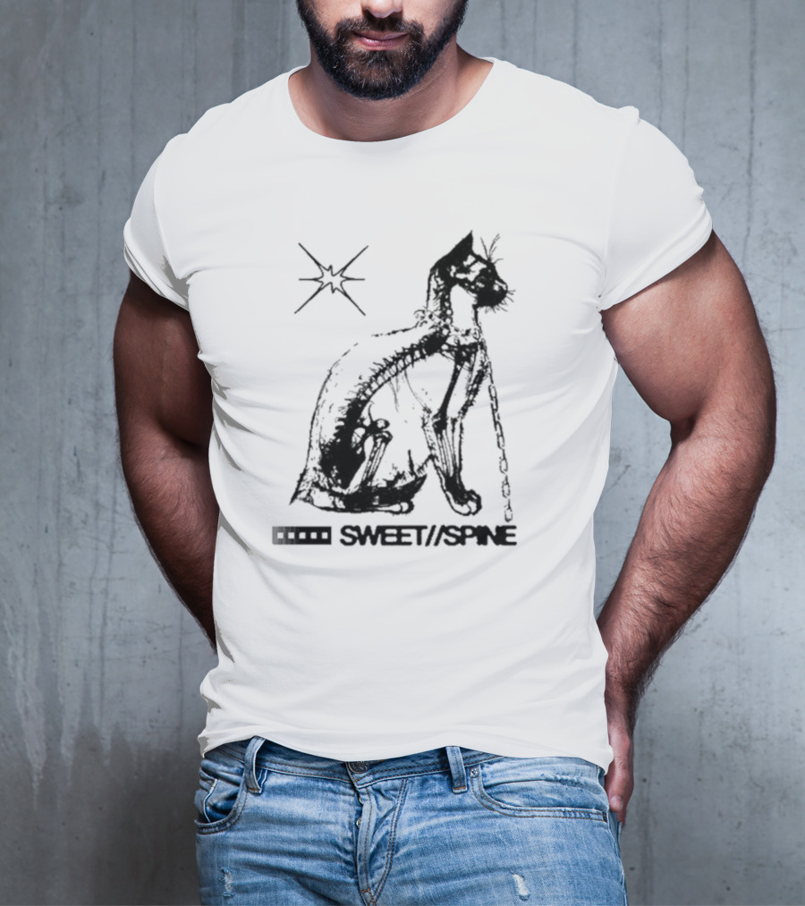 SWEET//SPINE Cat With Starburst And Chain Detail T-Shirt