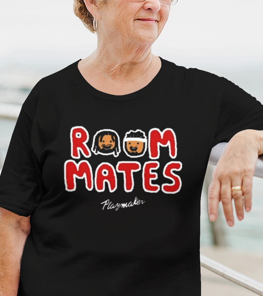 Roommates Playmaker Lettering With Cartoon Faces T-Shirt