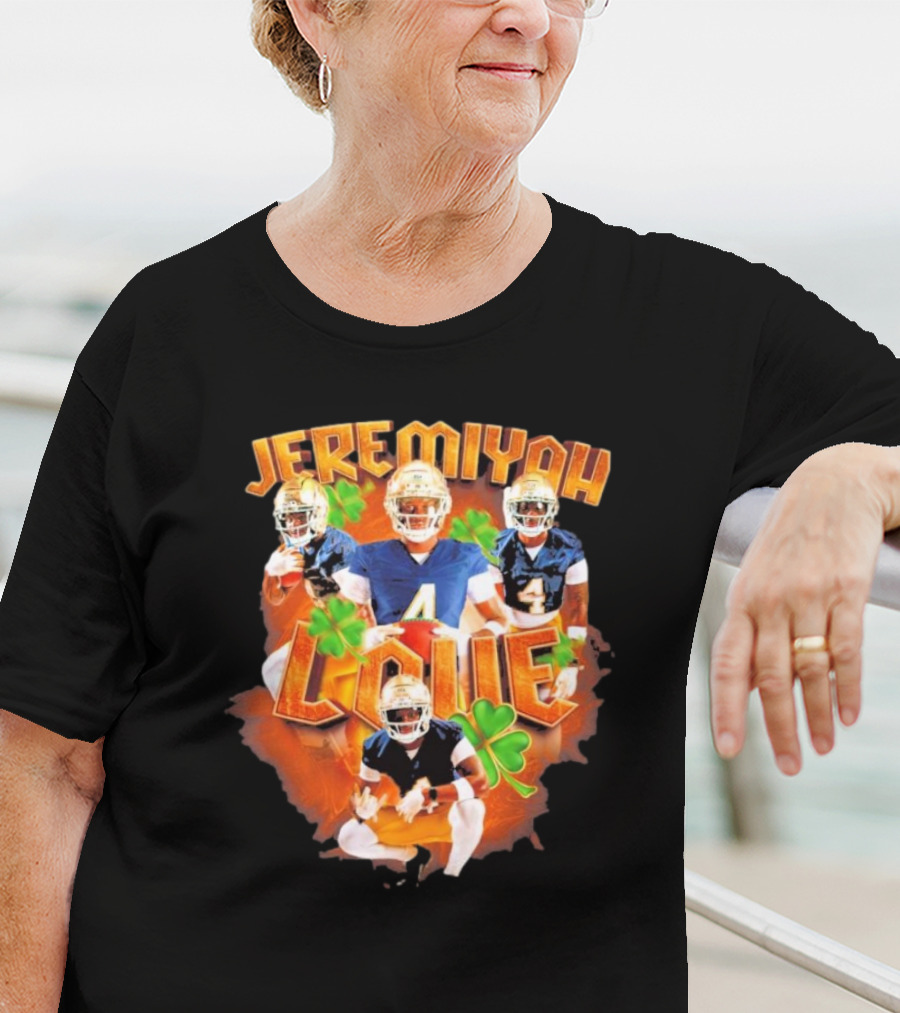 Jeremiyah Love Notre Dame Fighting Irish Football Player Clovers T-Shirt