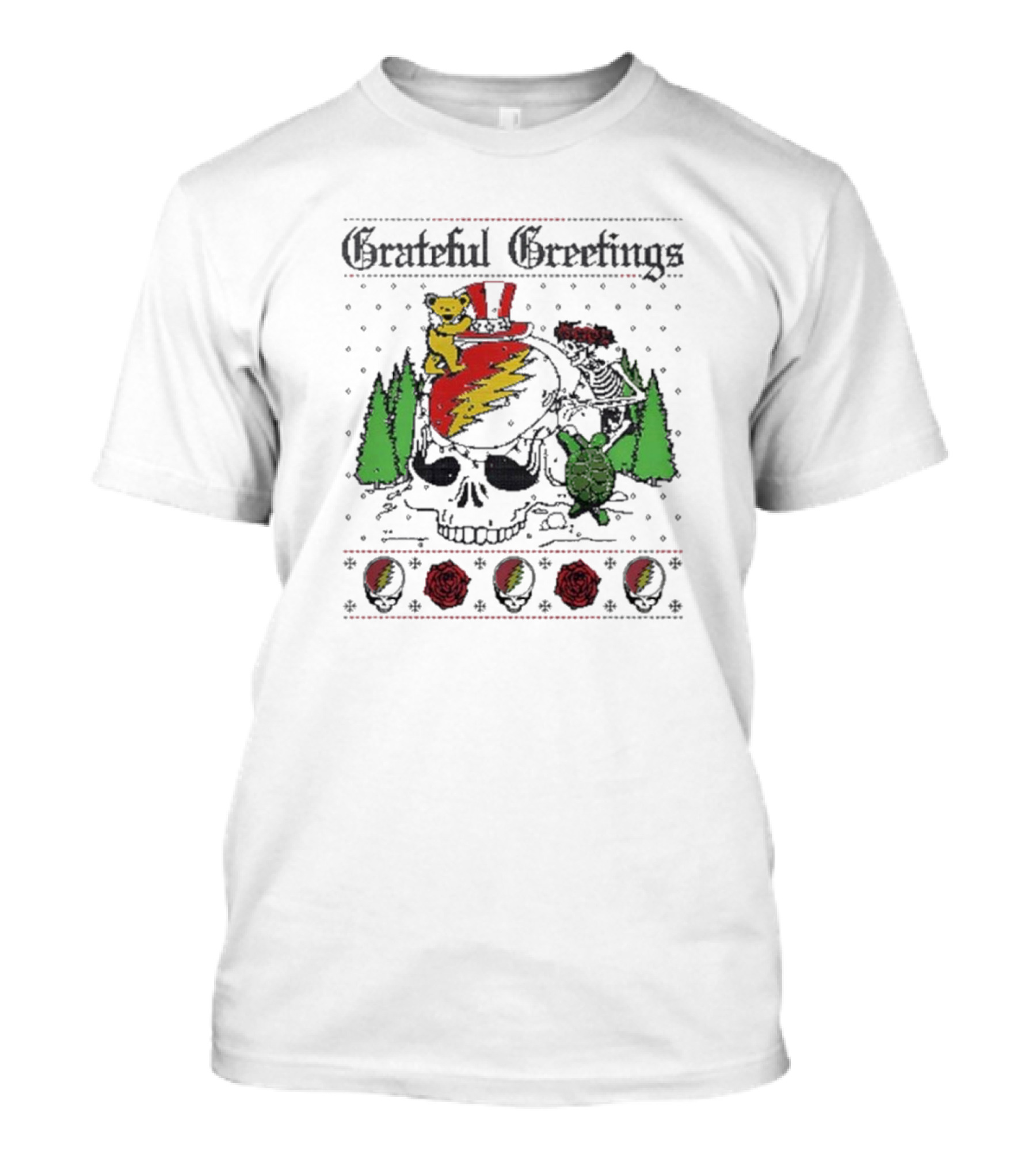 Grateful Dead Greetings Skelly Bear Turtle Snowman Christmas T-Shirt