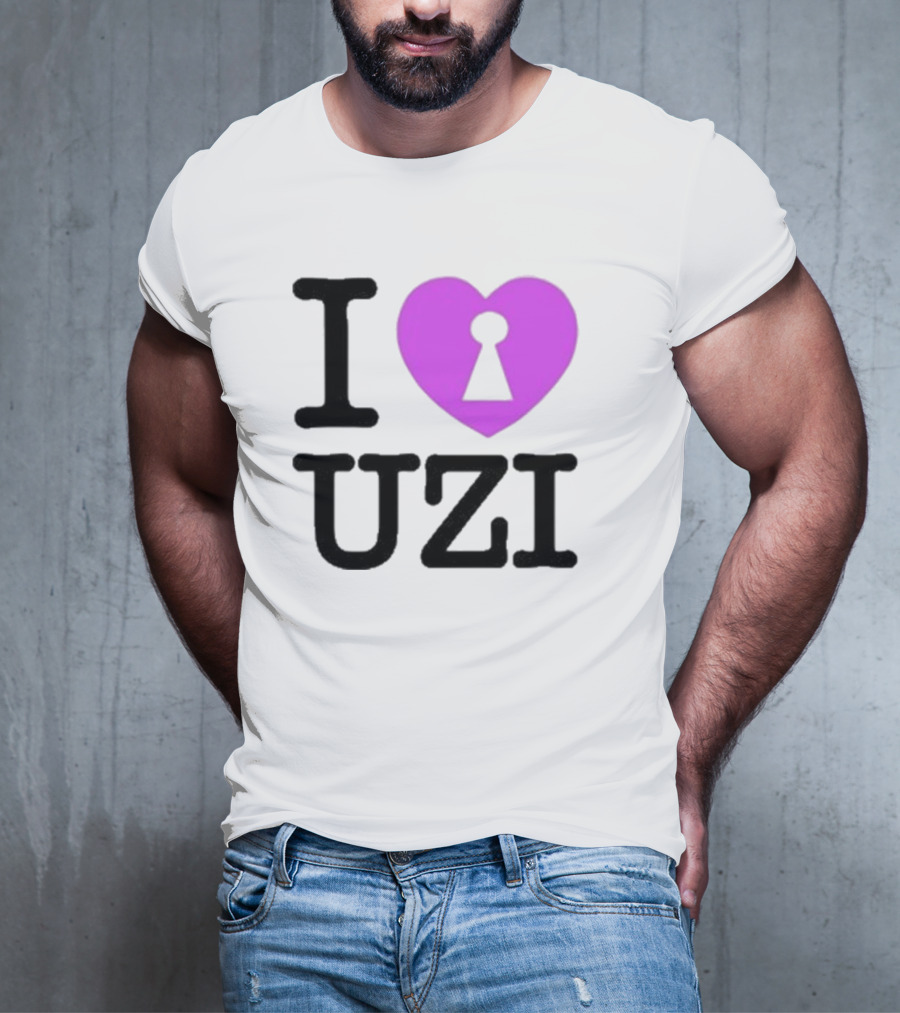 I Love Heart Keyhole Uzi T-Shirt