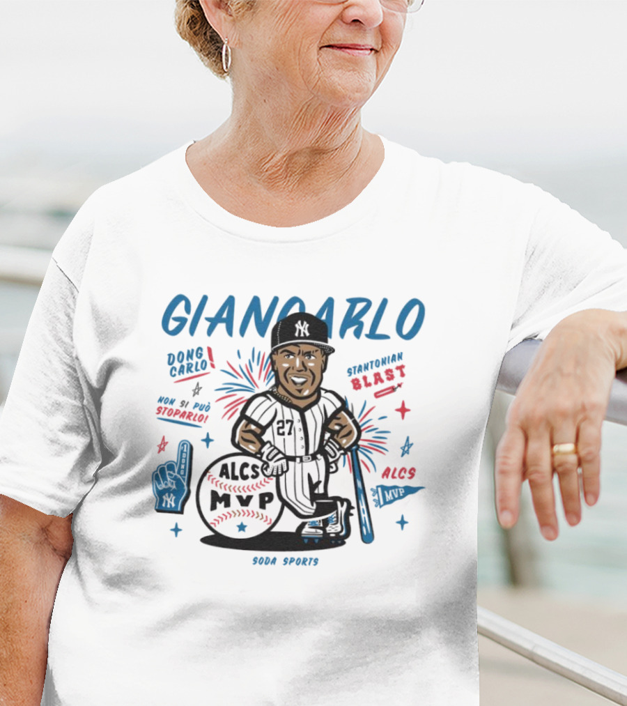 Giancarlo Dong Carlo Stantonian Blast ALCS MVP Caricature New York Yankees Soda Sports T-Shirt