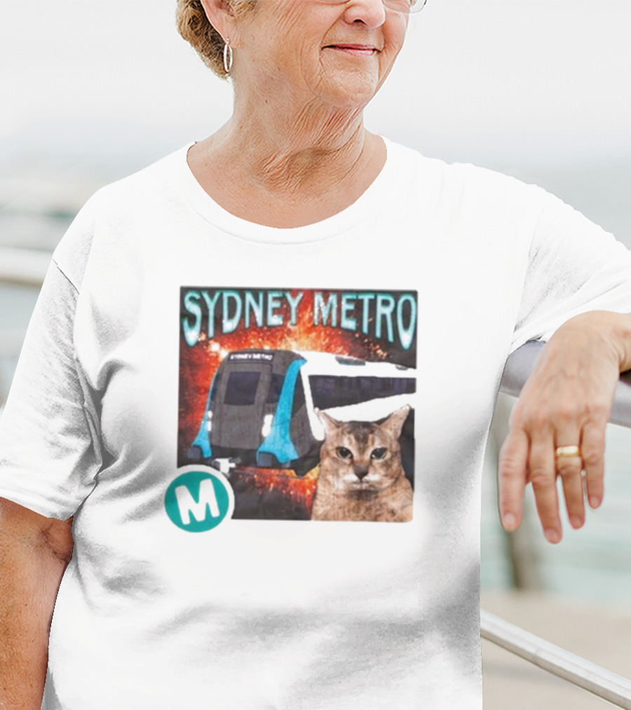 Sydney Metro Explosion Cat And Train With M T-Shirt