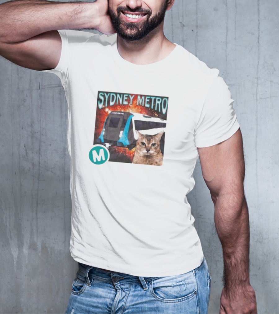 Sydney Metro Explosion Cat And Train With M T-Shirt