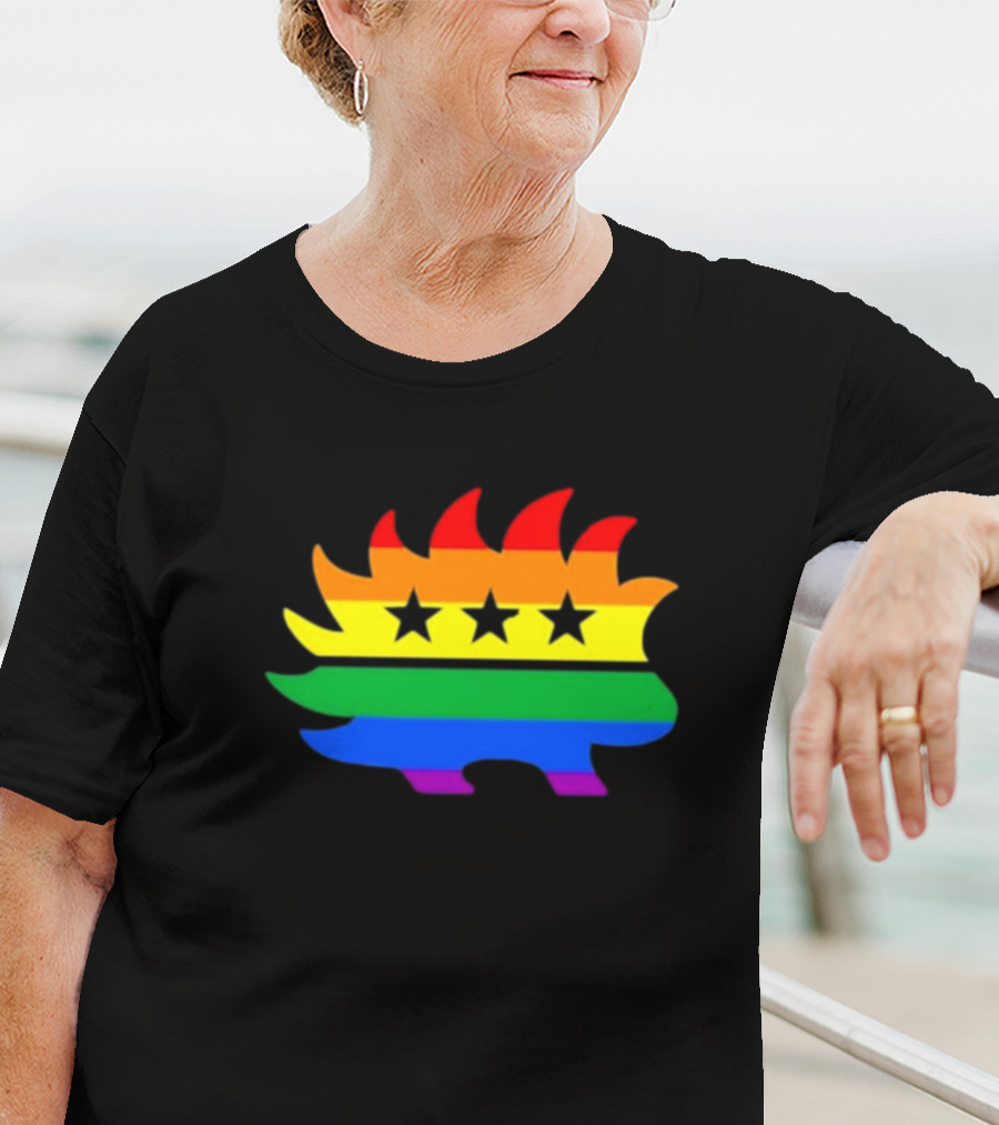 Dr. Simon Goddek Libertarian Porcupine Rainbow Flag Stars T-Shirt