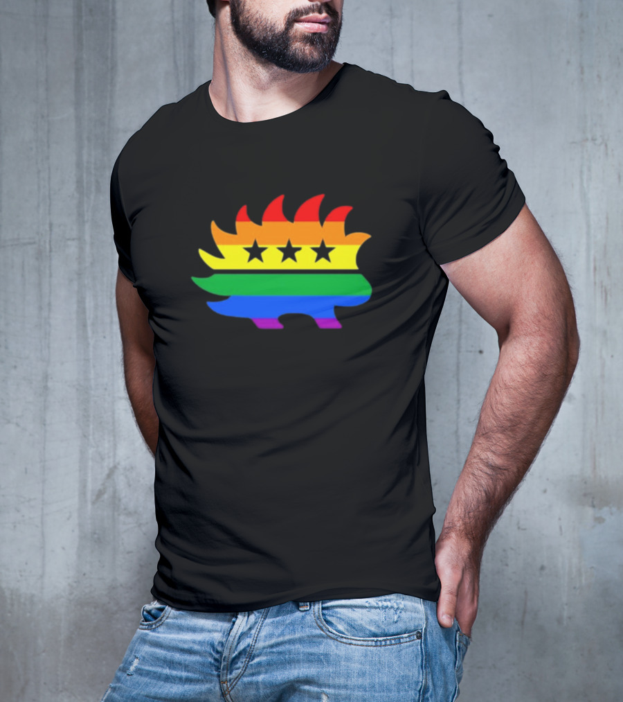 Dr. Simon Goddek Libertarian Porcupine Rainbow Flag Stars T-Shirt