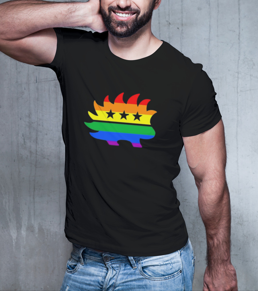 Dr. Simon Goddek Libertarian Porcupine Rainbow Flag Stars T-Shirt